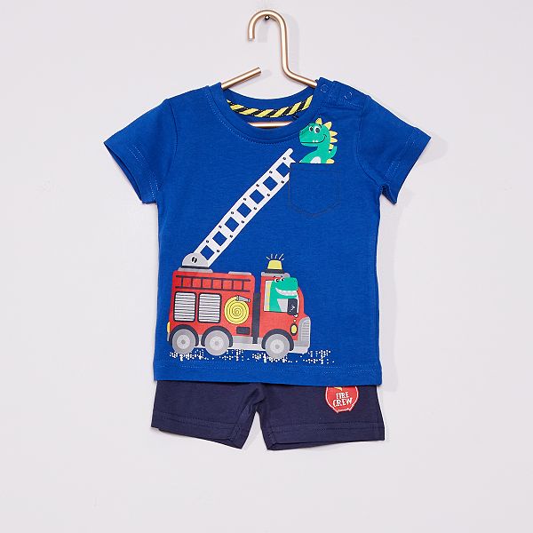 Ensemble 2 Pieces Tee Shirt Short Croco Pompier Bebe Garcon Bleu Kiabi 6 00