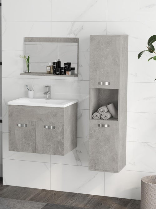 Ensemble 3 meubles salle de bain avec vasque aspect béton ciré - Kiabi