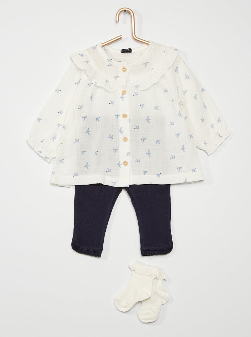 Ensemble 3 pièces blanc/bleu - Kiabi