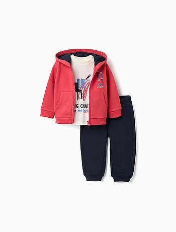Ensemble 3 pièces de jogging en coton peigné
