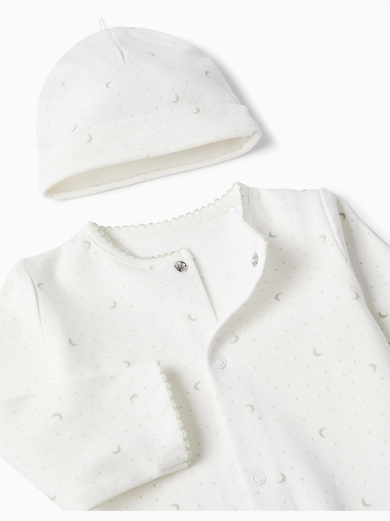 Ensemble 3 pièces en coton à motif de lunes Blanc - Kiabi