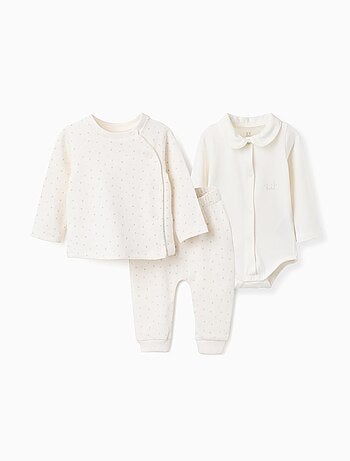 Ensemble 3 pièces en coton peigné à motif d'étoiles