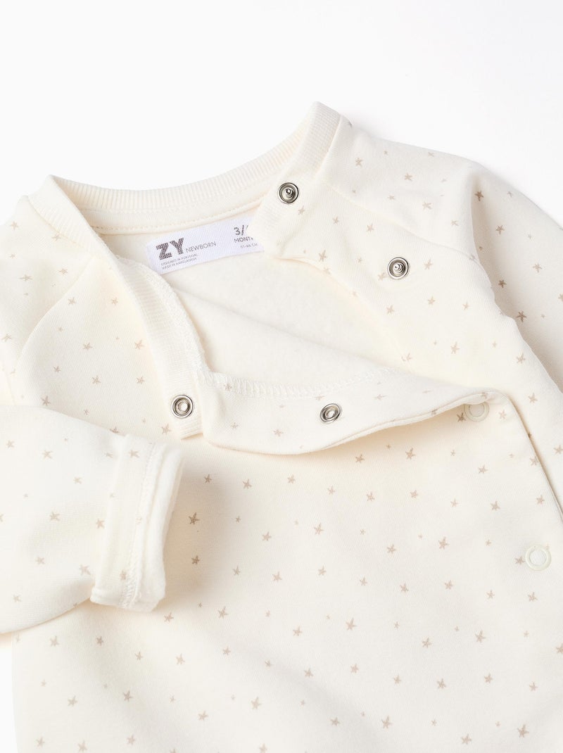 Ensemble 3 pièces en coton peigné à motif d'étoiles Blanc - Kiabi