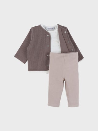 Ensemble 3 pièces en jersey avec gilet, t-shirt et leggings Noukie's