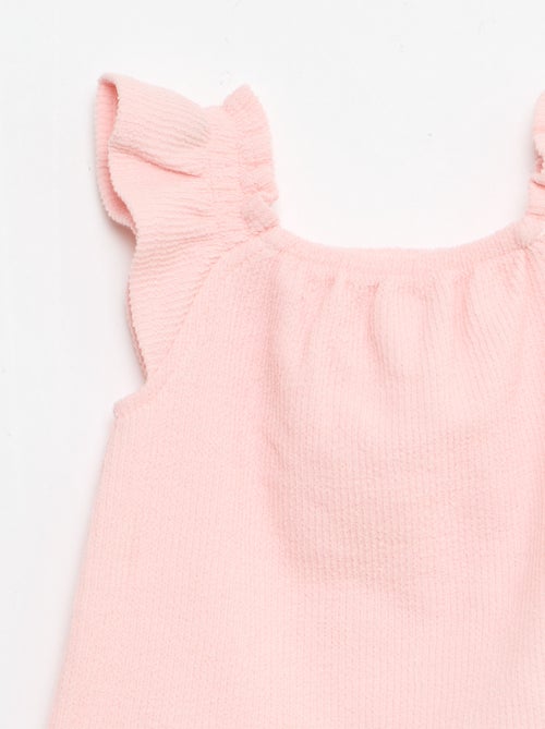 Ensemble 3 pièces en maille côtelée -  short + T-shirt + bob - Kiabi