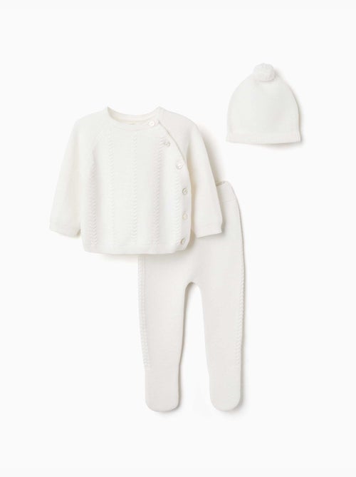 Ensemble 3 pièces en maille de coton - Kiabi
