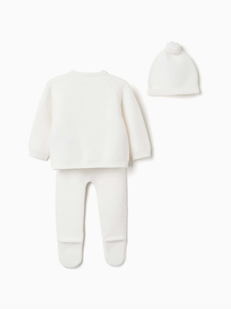 Ensemble 3 pièces en maille de coton Blanc - Kiabi