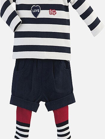 ENSEMBLE 3 PIECES FILLE MARIN SUCRE D'ORGE