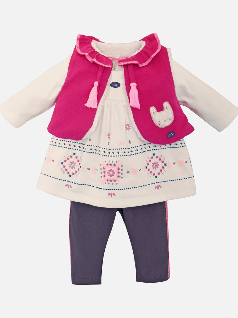 ENSEMBLE 3 PIECES LEGGING FOLKLORE SUCRE D'ORGE Gris - Kiabi