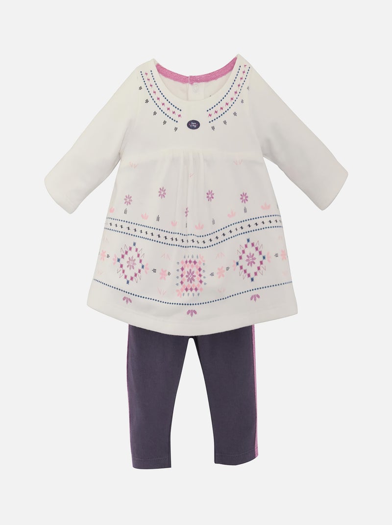 ENSEMBLE 3 PIECES LEGGING FOLKLORE SUCRE D'ORGE Gris - Kiabi