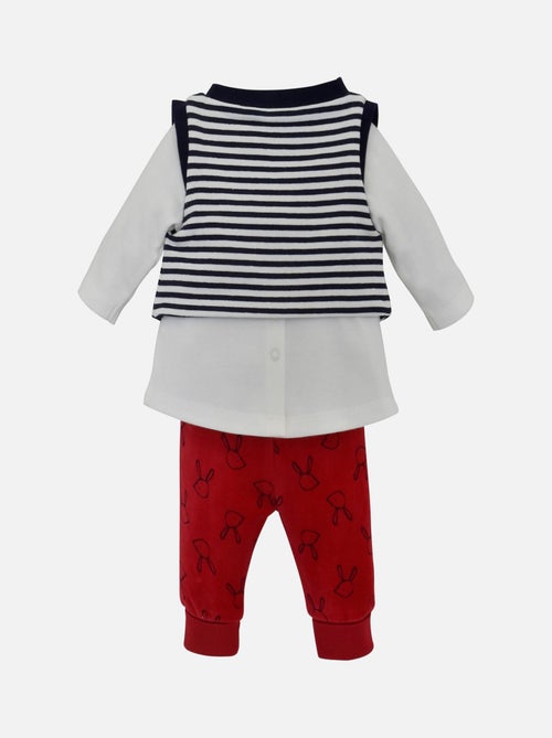ENSEMBLE 3 PIECES PANTALON TUNIQUE SUCRE D'ORGE - Kiabi