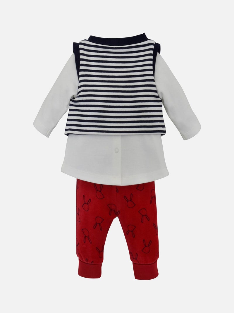 ENSEMBLE 3 PIECES PANTALON TUNIQUE SUCRE D'ORGE Rouge - Kiabi