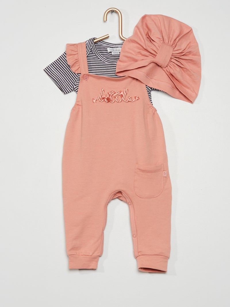 Ensemble 3 pièces rose/gris - Kiabi