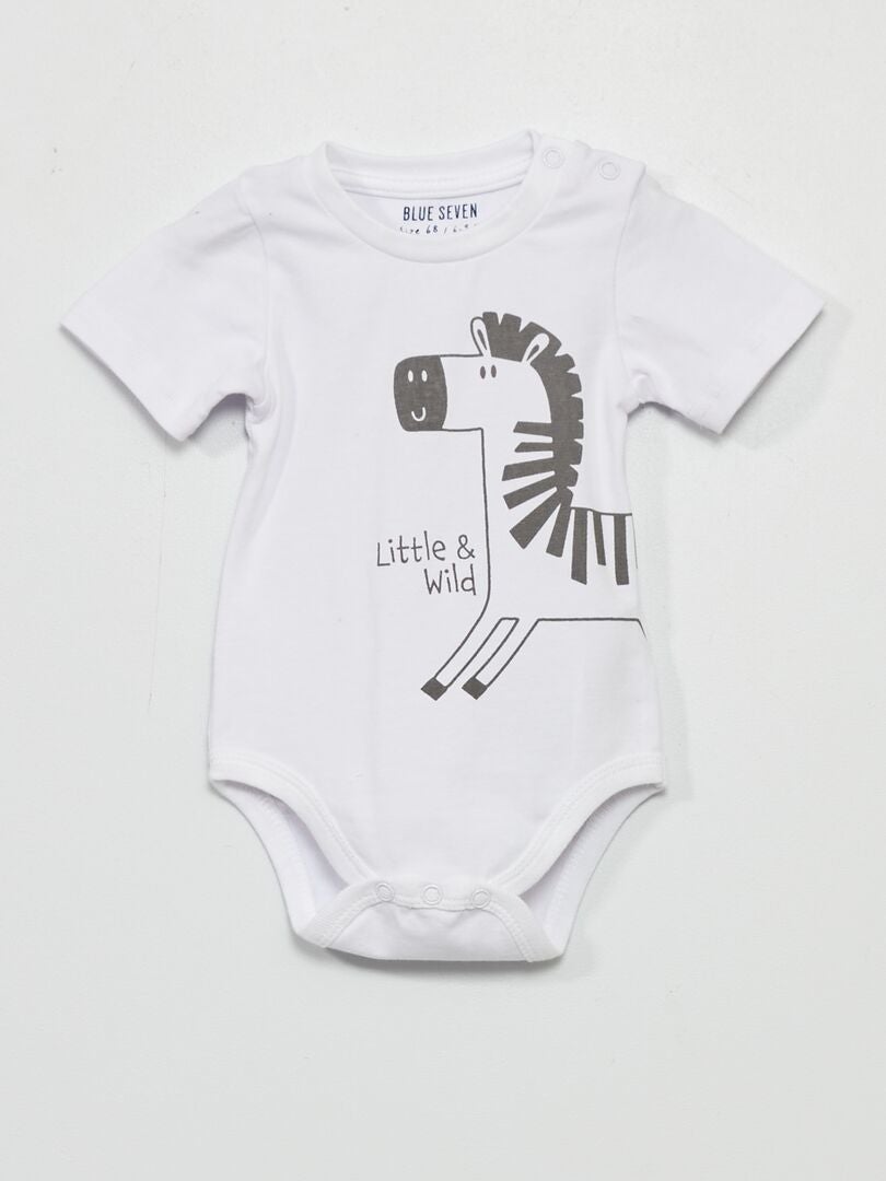 Ensemble 4 pièces - Body + gilet + pantalon + bonnet gris/blanc - Kiabi