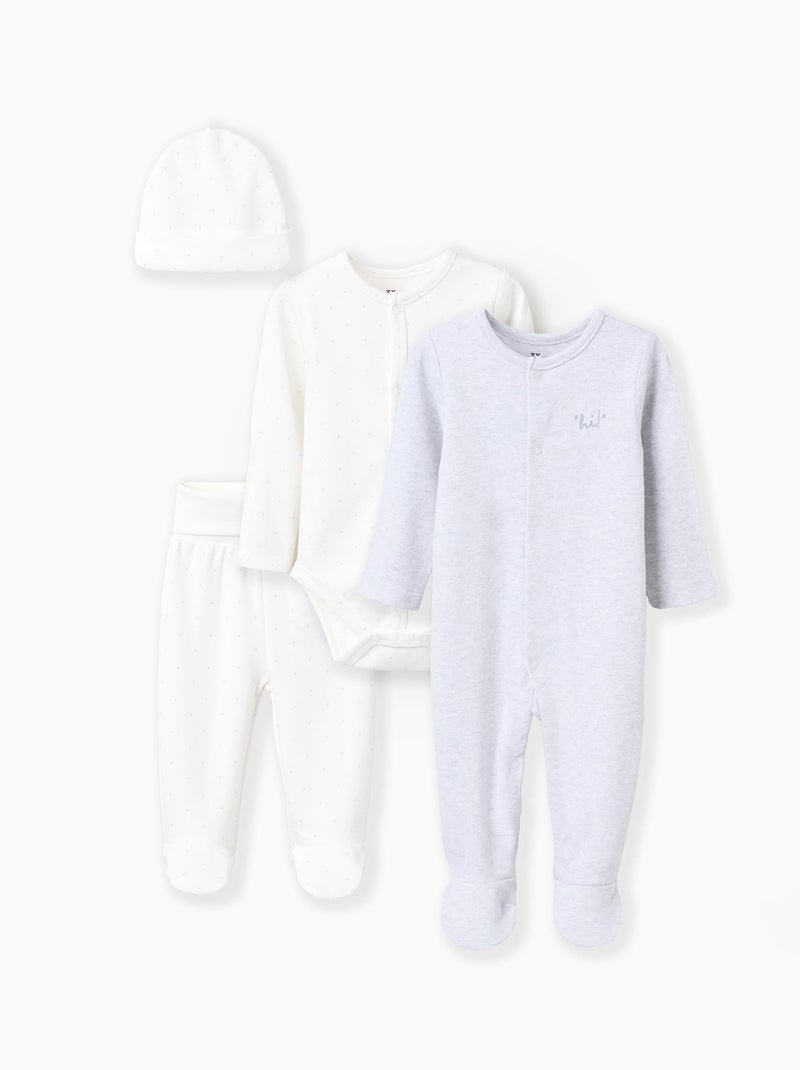 Ensemble 4 Pièces en Coton Gris clair - Kiabi