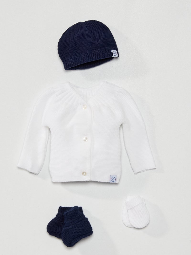Ensemble 4 pièces 'La Manufacture de layette' blanc/marine - Kiabi