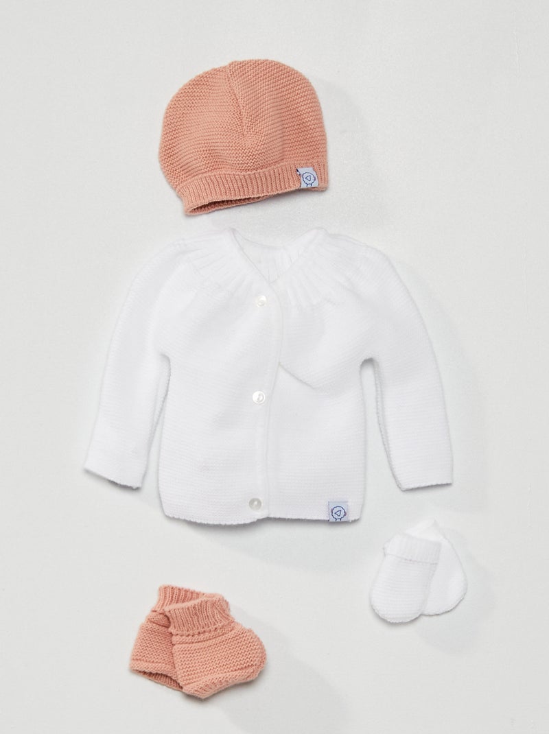 Ensemble 4 pièces 'La Manufacture de layette' blanc/rose - Kiabi