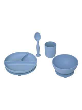 Ensemble 4 pièces repas silicone "Bleu" pour bébé Atmosphera