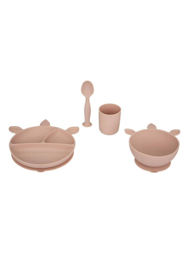 Ensemble 4 pièces repas silicone "Licorne" pour bébé Atmosphera Rose - Kiabi