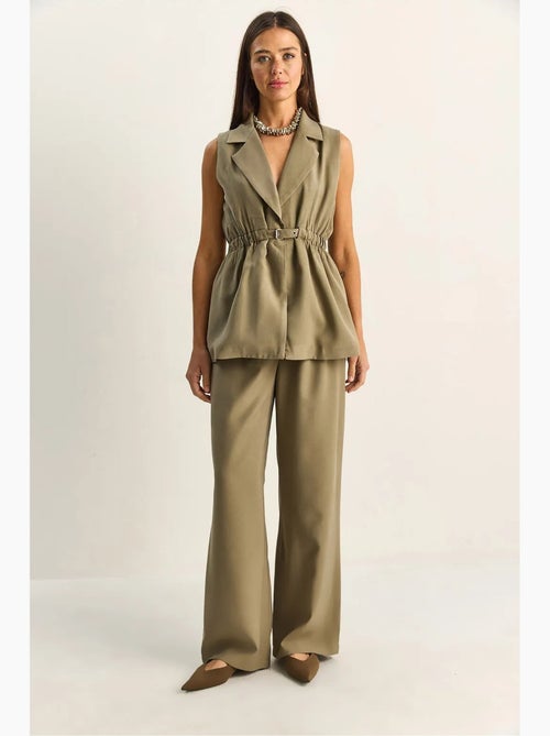 Ensemble à jambes larges taille haute avec col de veste lucci - Kiabi