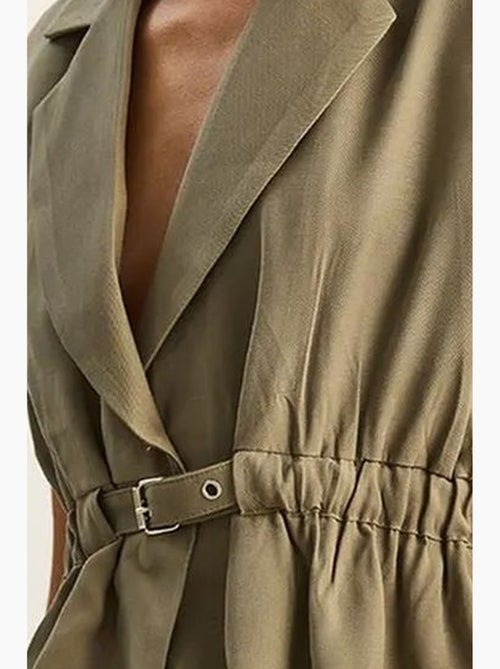 Ensemble à jambes larges taille haute avec col de veste lucci - Kiabi
