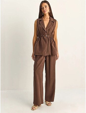 Ensemble à jambes larges taille haute avec col de veste lucci