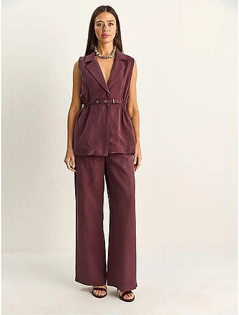 Ensemble à jambes larges taille haute avec col de veste lucci