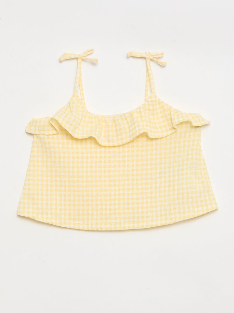 Ensemble à motif Vichy short + débardeur - 2 pièces Jaune - Kiabi