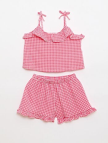 Ensemble à motif Vichy short + débardeur - 2 pièces