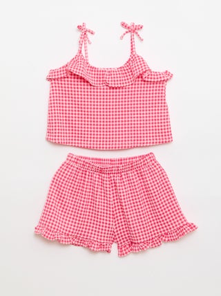 Ensemble à motif Vichy short + débardeur - 2 pièces