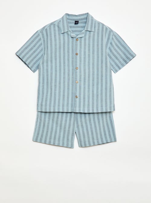 Ensemble à rayures chemise + short - Kiabi