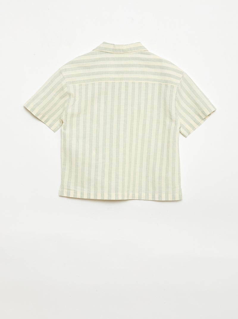 Ensemble à rayures chemise + short Vert - Kiabi