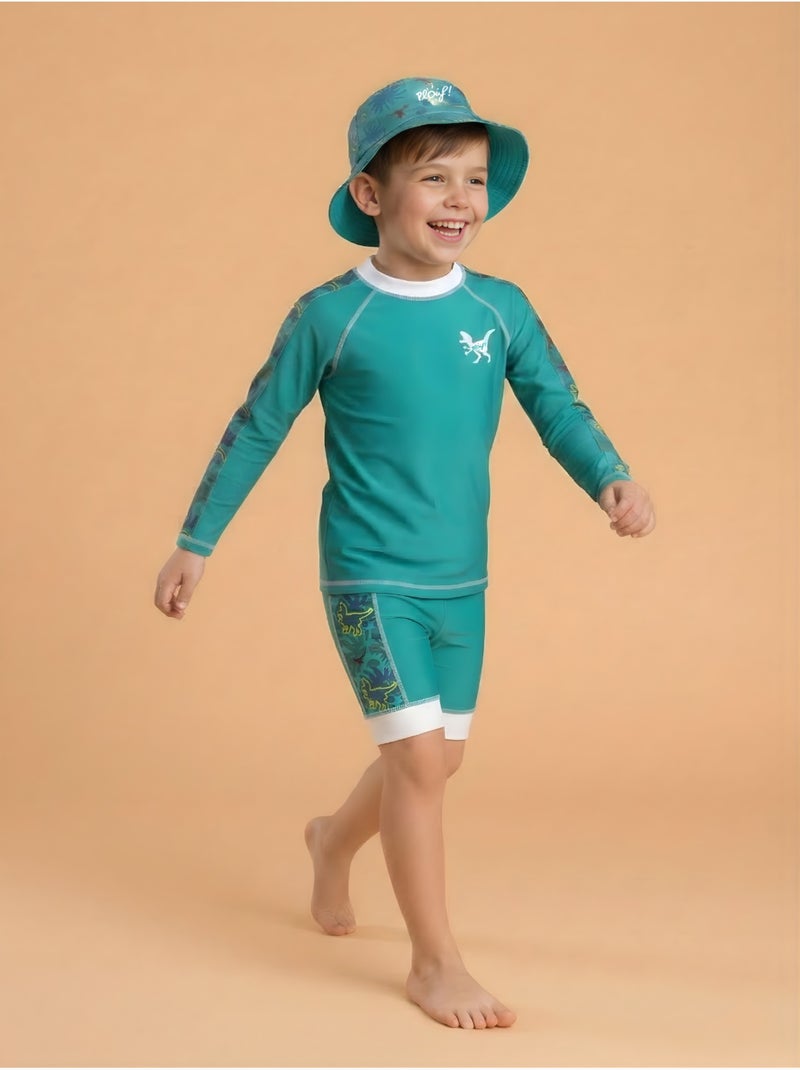 Ensemble Anti-UV garçon : Iguanodon Vert - Kiabi