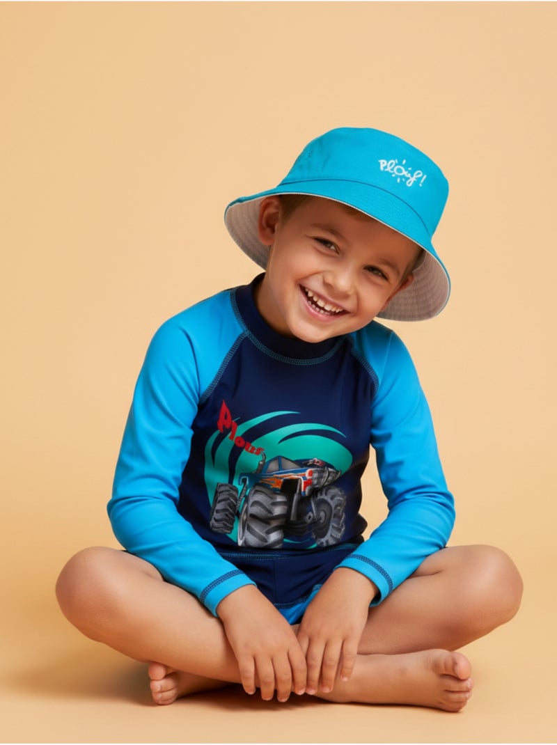 Ensemble Anti-UV garçon : Monster Truck Bleu Bleu ciel - Kiabi