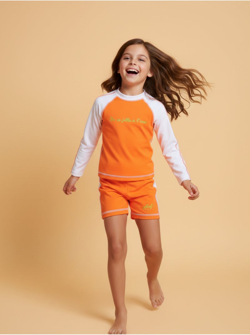 Ensemble Anti-UV pour fille Sunny fluo Orange - Kiabi