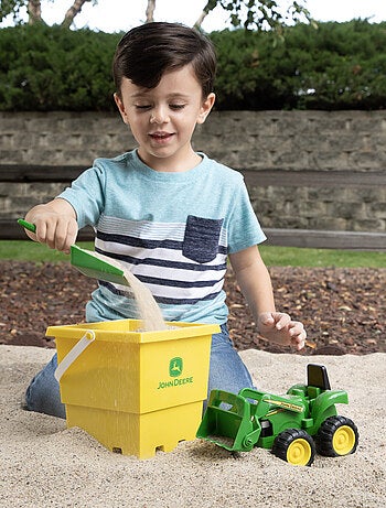 Ensemble bac à sable avec seau et camion-benne john deere dès 18 mois