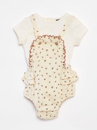 Ensemble barboteuse avec salopette + tee-shirt