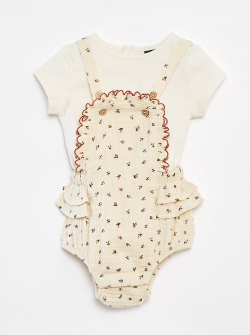 Ensemble barboteuse avec salopette + tee-shirt - Kiabi