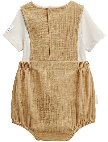 Ensemble barboteuse bloomer bébé en gaze de coton et t-shirt Mini Rêve