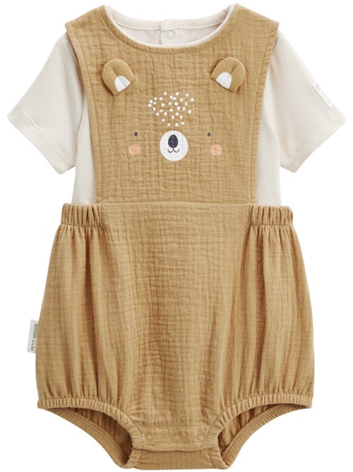 Ensemble barboteuse bloomer bébé en gaze de coton et t-shirt Mini Rêve - Kiabi
