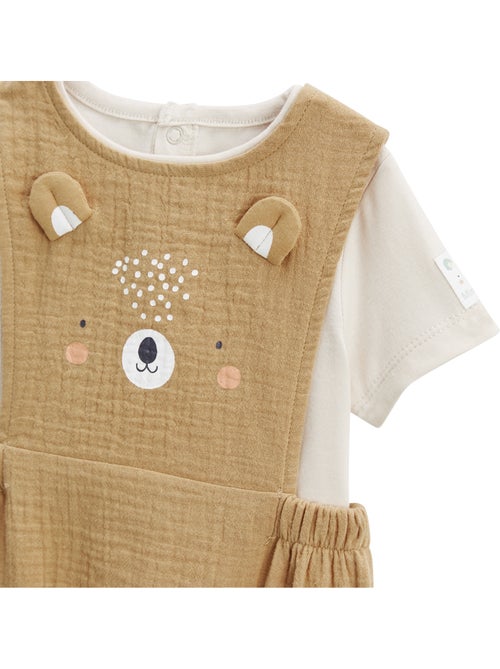 Ensemble barboteuse bloomer bébé en gaze de coton et t-shirt Mini Rêve - Kiabi