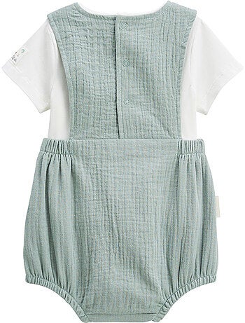 Ensemble barboteuse bloomer bébé en gaze de coton et t-shirt Mini Rêve
