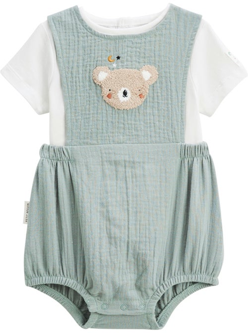 Ensemble barboteuse bloomer bébé en gaze de coton et t-shirt Mini Rêve - Kiabi