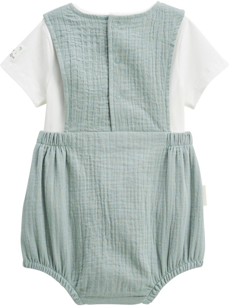 Ensemble barboteuse bloomer bébé en gaze de coton et t-shirt Mini Rêve Vert - Kiabi