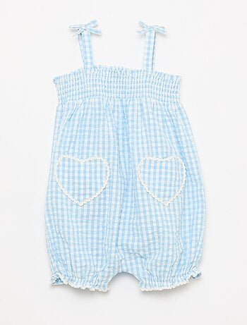 Ensemble barboteuse + bob à motif vichy - 2 pièces