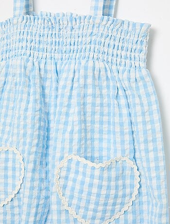 Ensemble barboteuse + bob à motif vichy - 2 pièces