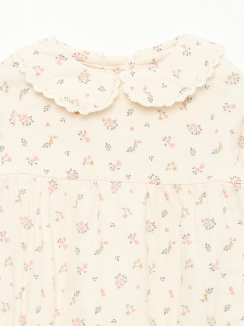 Ensemble barboteuse fleurie + collants - Kiabi