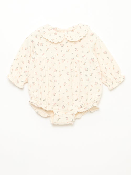 Ensemble barboteuse fleurie + collants - Kiabi