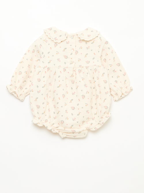 Ensemble barboteuse fleurie + collants - Kiabi