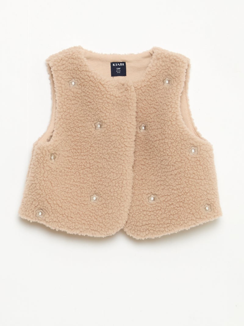 Ensemble barboteuse + gilet + collants Beige - Kiabi